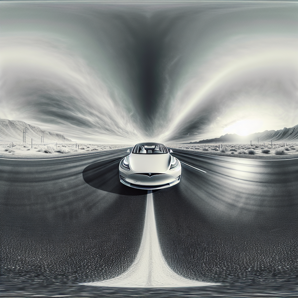 Vehículo Tesla en carretera desolada